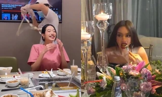 Đồ ăn ngon khiến chị em Thùy Tiên, Thanh Thủy "xả vai" Hoa hậu nhanh cỡ nào?