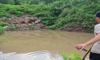 Khu vực hố nước - nơi ba ông cháu tử vong. 