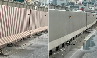 Sau 2 năm thông xe, đường Vành đai 2 trên cao 'ngập' rác thải, bùn đất