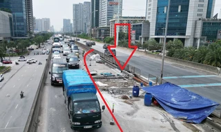 Đường Vành đai 3 ùn tắc nhưng công trường ‘vắng bóng’ công nhân