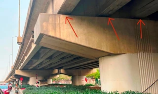 Sửa chữa gấp các gối trụ cầu Vành đai 3 trên cao bị xô lệch