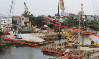 Cận cảnh cầu Vành đai 5 vùng Thủ đô vượt sông Nhuệ