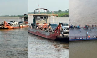 Qua sông Hồng trên những chuyến đò thiếu phao, không phép