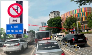 Lái xe lúng túng với các biển báo trên tuyến đường phân làn Võ Chí Công