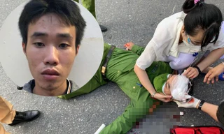 Đối tượng Anh (ảnh nhỏ) và hiện trường cán bộ công an bị thương.