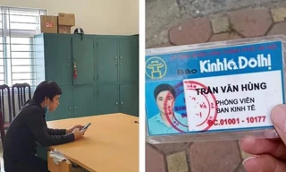 Thẻ phóng viên giả nam tài xế xuất trình tổ công tác.