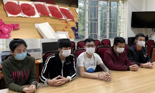 Nhóm đối tượng trong đường dây. Ảnh: Công an quận Nam Từ Liêm.