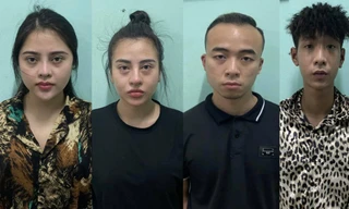 Hạnh, Trang, Hiếu và Tú. Ảnh Công an cung cấp.