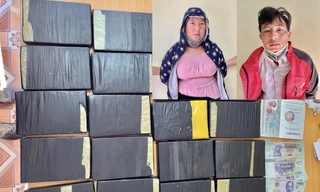 Số lượng lớn ma tuý thu giữ (ảnh lớn) và hai đối tượng (ảnh nhỏ).