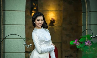 Thiếu nữ đẹp mơ màng với áo dài đầu đông