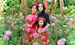 Linh Nga và hai con ngày tết (ảnh nvcc)