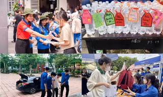 Tình nguyện viên tại miền Trung trao nước, giữ đồ, làm "bùa trúng tủ'' tặng sĩ tử