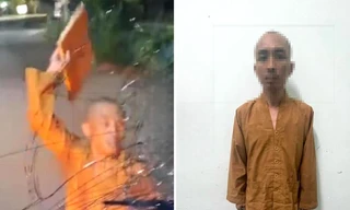 Đưa người mặc y phục giống nhà sư, đập vỡ kính xe tải vào bệnh viện tâm thần 