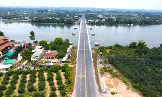 Ngắm đường dẫn cầu vượt sông nối Bình Dương và Đồng Nai từ trên cao