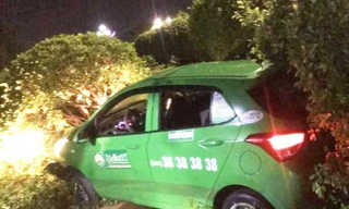 Tên cướp lao xe vào công viên (Ảnh: Công an Bến Cát)