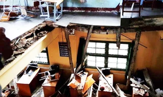 Hiện trường vụ sập sàn phòng học ở trường Đống Đa.