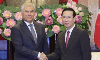 Chủ tịch nước Võ Văn Thưởng tiếp Chủ tịch Duma Quốc gia Nga Volodin