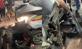 Taxi bất ngờ tông nhiều phương tiện đang dừng đèn đỏ