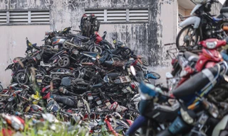 Hàng nghìn xe vi phạm chồng chất tại kho bãi lớn nhất của CSGT TPHCM