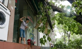 Người Hà Nội tất bật dọn dẹp sau trận mưa dông