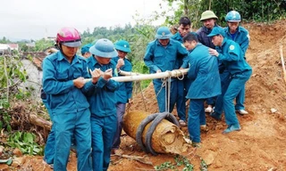 Quả bom được người dân phát hiện khi đào móng nhà.