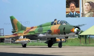Trung tá Khuất Mạnh Trí (trái);Thượng tá Phạm Giang Nam - Hai phi công hy sinh khi chiếc Su 22 rơi. Ảnh máy bay nguồn Aviater007.