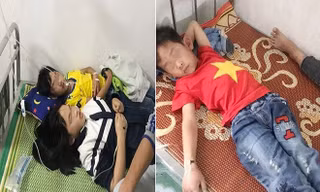 Hàng chục em học sinh bị ong đốt phải đi cấp cứu tại bệnh viện và trạm y tế. Ảnh: mạng xã hội. 