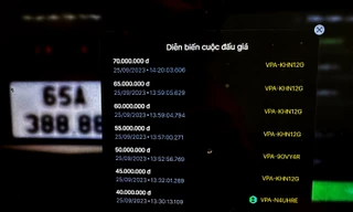 Biển số 65A-388.88 đang đấu giá bỗng nhiên bị dừng ở phút chót