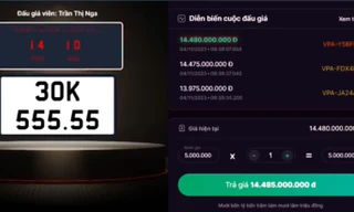 Biển số ngũ quý 5 ở Hà Nội được trả giá hơn 14 tỷ đồng