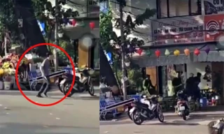 Hà Nội: Một cảnh sát bị thương khi khống chế đối tượng cầm dao trên phố 