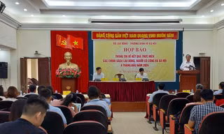 Toàn cảnh họp báo thông tin kết quả chính sách lao động, người có công và xã hội 6 tháng đầu năm 2024. 
