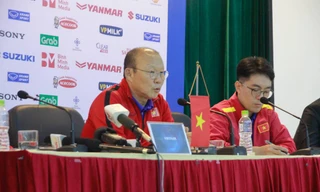 HLV Park Hang Seo trong buổi họp báo sáng nay. Ảnh: Duy Phạm