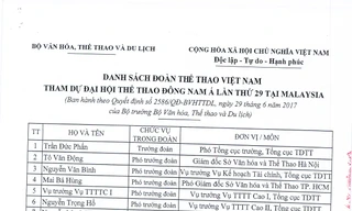 Danh sách đoàn thể thao Việt Nam dự SEA Games 29 có 10 Phó đoàn.