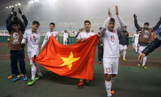 U23 Việt Nam ăn mừng chiến tích lịch sử.