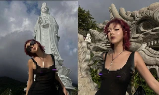 Tranh cãi du khách Hàn Quốc mặc hở bạo khi đi chùa Linh Ứng