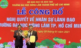 PGS- TS Huỳnh Thanh Hùng làm quyền hiệu trưởng Trường ĐH Nông Lam TPHCM (ảnh A.T)