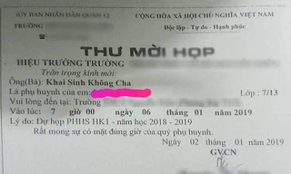 Thư mời họp phụ huynh gây bức xúc