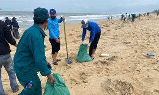 Huế hoàn thành xử lý thu gom hàng trăm tấn dầu vón cục trôi dạt vào bờ biển
