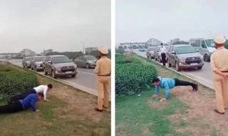 CSGT phạt tài xế chống đẩy giữa đường vì không đeo khẩu trang phòng COVID-19?