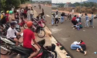  Hàng chục thiếu nữ lao vào đánh nhau giữa đường ở Bình Phước