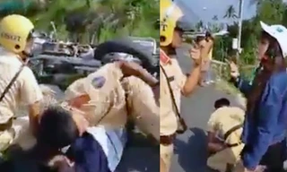 Lập biên bản vi phạm nồng độ cồn, CSGT bị đạp, chửi bới