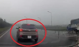 Ô tô phanh gấp rồi đi lùi trên cao tốc Hà Nội – Thái Nguyên