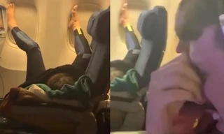 Choáng với dáng ngủ ‘bá đạo’ trên máy bay của nữ hành khách