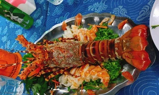 Chủ nhà hàng hải sản Làng Chài - Bến cảng Cầu Đá - Nha Trang 3 bị du khách tố bán tôm hùm với giá 3,5 triệu đồng/kg. Ảnh T.L