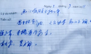 Đơn thuốc kê cho bệnh nhân bằng tiếng Trung Quốc tại phòng khám Việt Hải. Ảnh: Thái Hà
