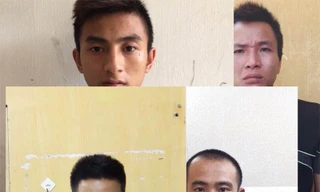 Các đối tượng tại cơ quan công an. Ảnh: Quang Thành