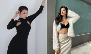 Á hậu Ngọc Thảo mặc váy cắt xẻ lạ mắt, Hoàng Thùy diện mốt khoe áo ngực táo bạo 