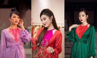 Tiểu Vy, Huyền My, Đỗ Mỹ Linh khoe nhan sắc gợi cảm 'vạn người mê' khi mặc áo tứ thân 