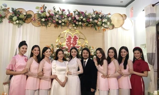 Tiểu Vy, Đỗ Mỹ Linh cùng dàn hậu diện áo bà ba làm phù dâu cho đám cưới Á hậu Thuý An