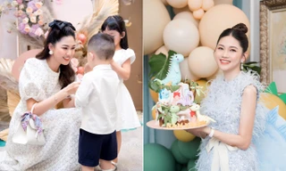 Á hậu Thanh Tú và ông xã đại gia tổ chức tiệc sinh nhật tại gia cho con trai